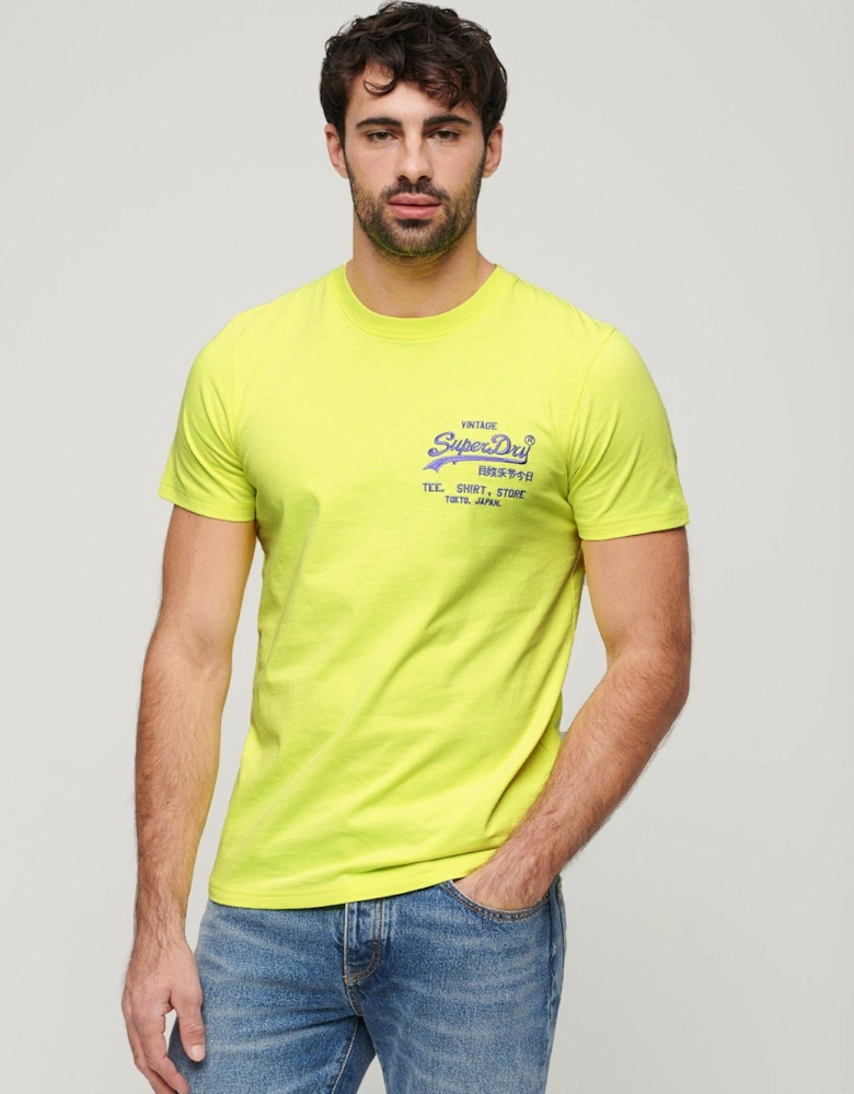 Neon Vintage Logo T-shirt - Bright Yellow
