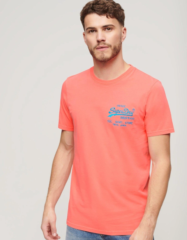 Neon Vintage Logo T-shirt - Bright Orange