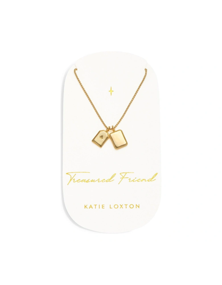 CARDED CHARM NECKLACE , TREASURED FRIEND , Gold Plated , Necklace , 18cm + 3cm extender