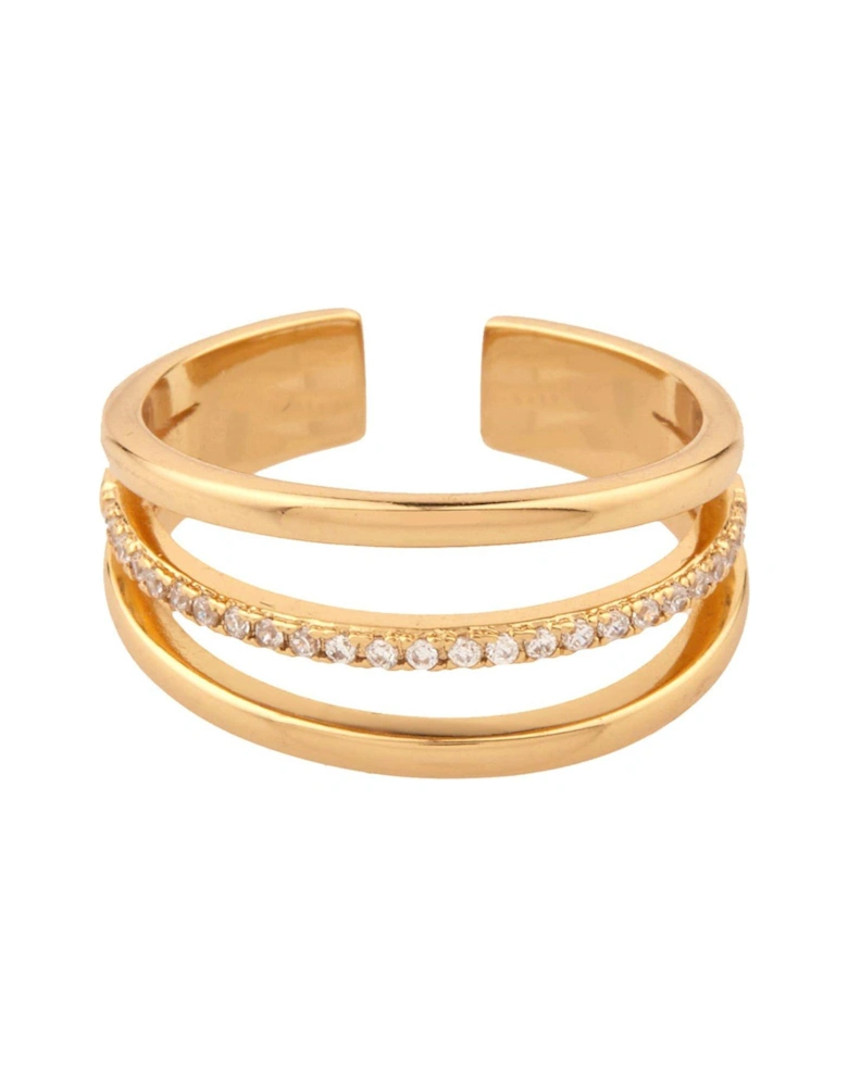 Gold Plated Triple Pave Ring