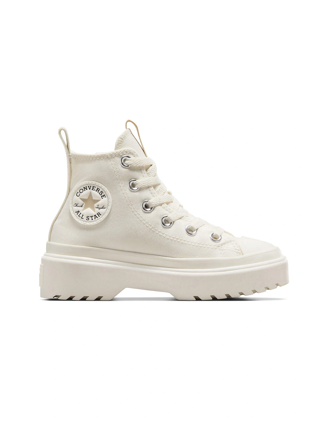 Girls Lugged Lift Hi Top Trainers - Off White, 7 of 6