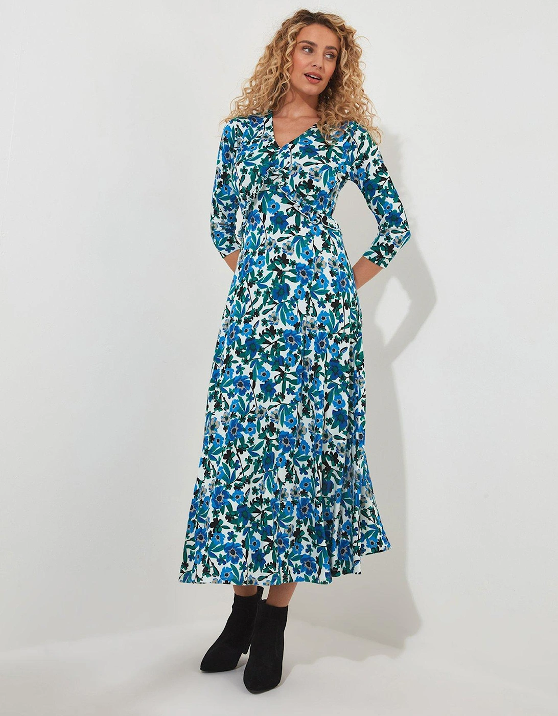 Floral Wrap Midi Dress - Blue, 2 of 1