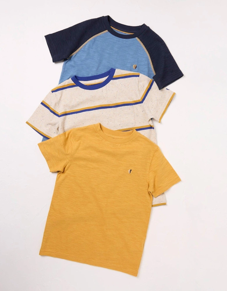 Boys 3 Pack Short Sleeve T Shirts - Golden Yellow