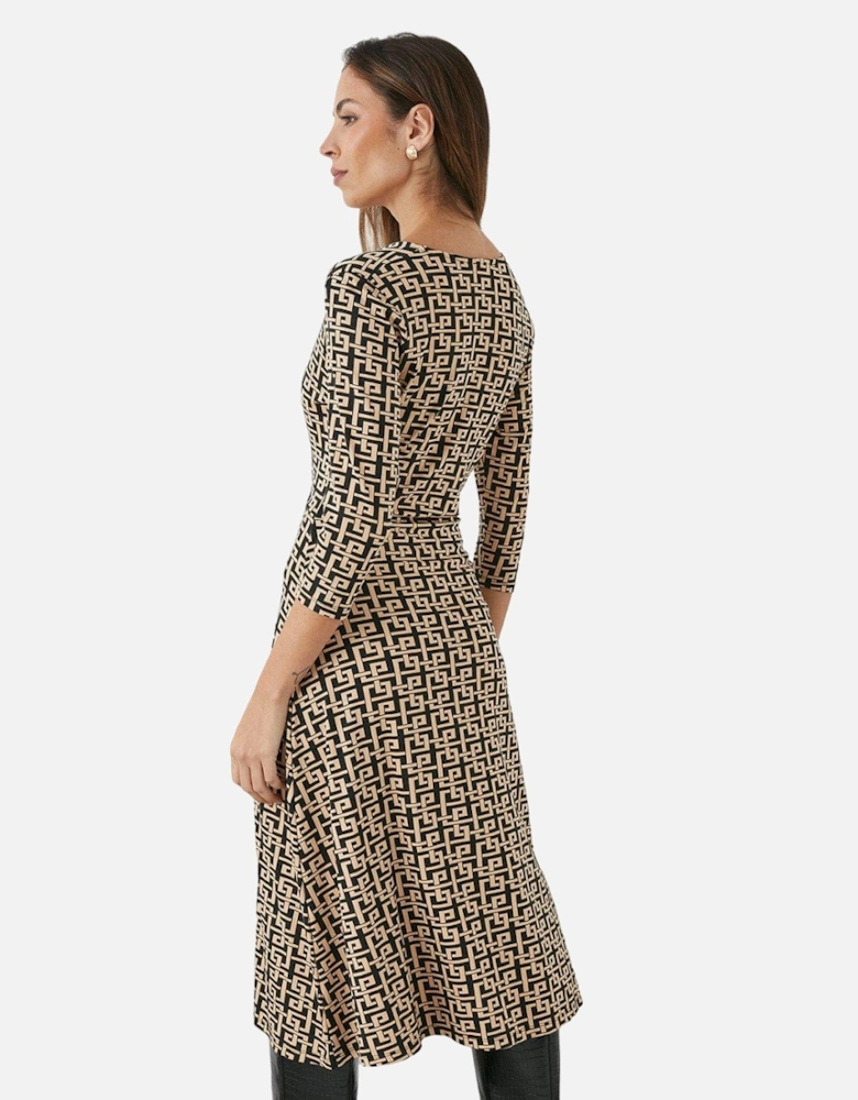 Womens/Ladies Geometric Wrap Midi Dress