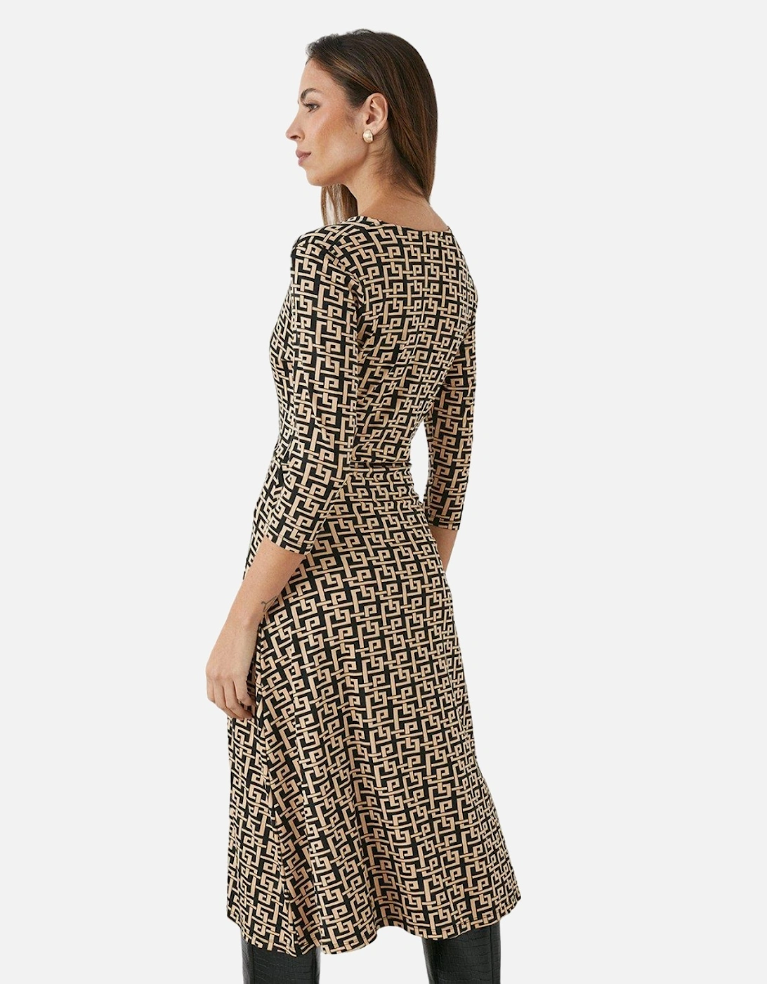 Womens/Ladies Geometric Wrap Midi Dress