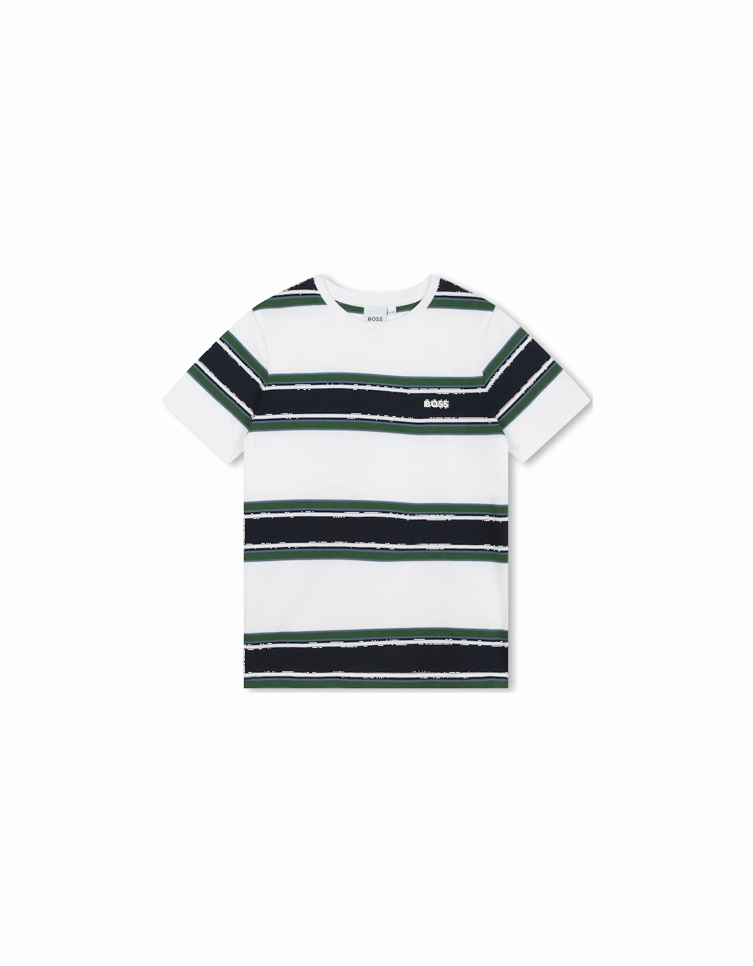 BOYS STRIPED WHITE & GREEN T SHIRT, 3 of 2