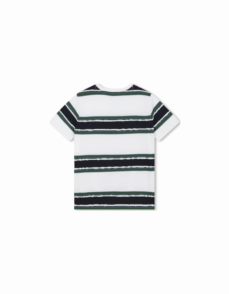 BOYS STRIPED WHITE & GREEN T SHIRT