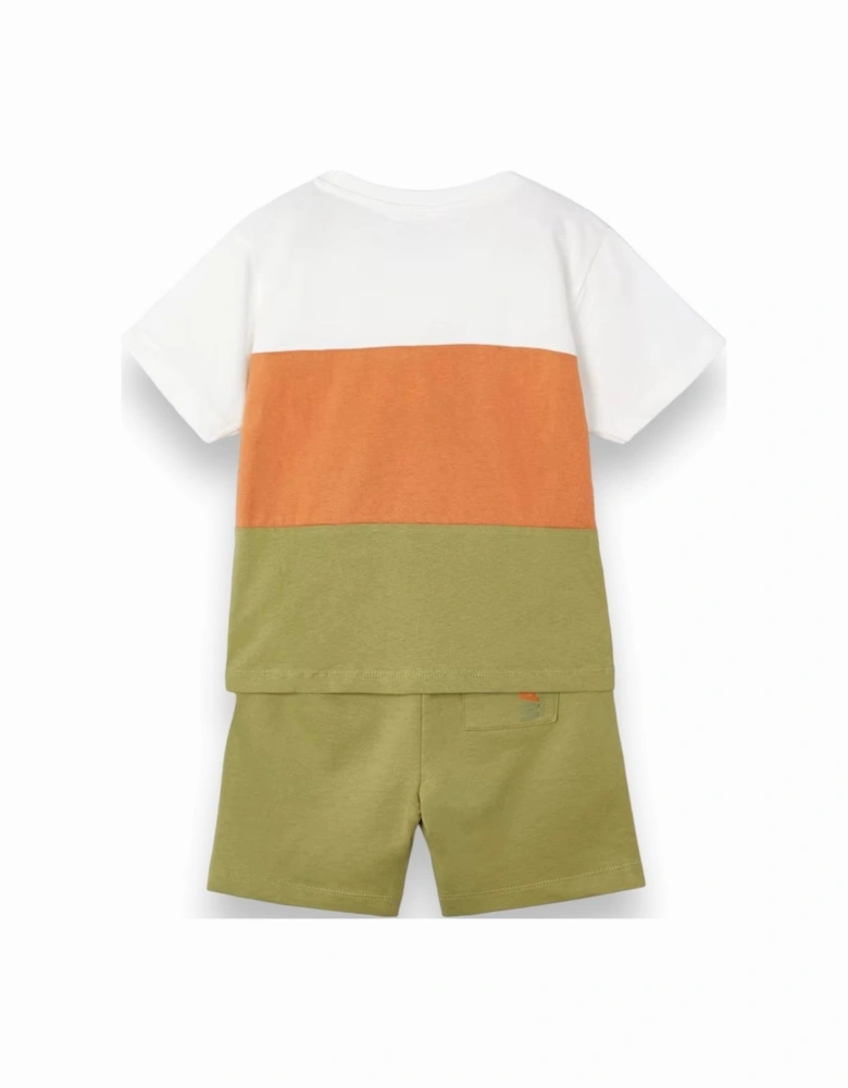 Khaki+Orange Short Set