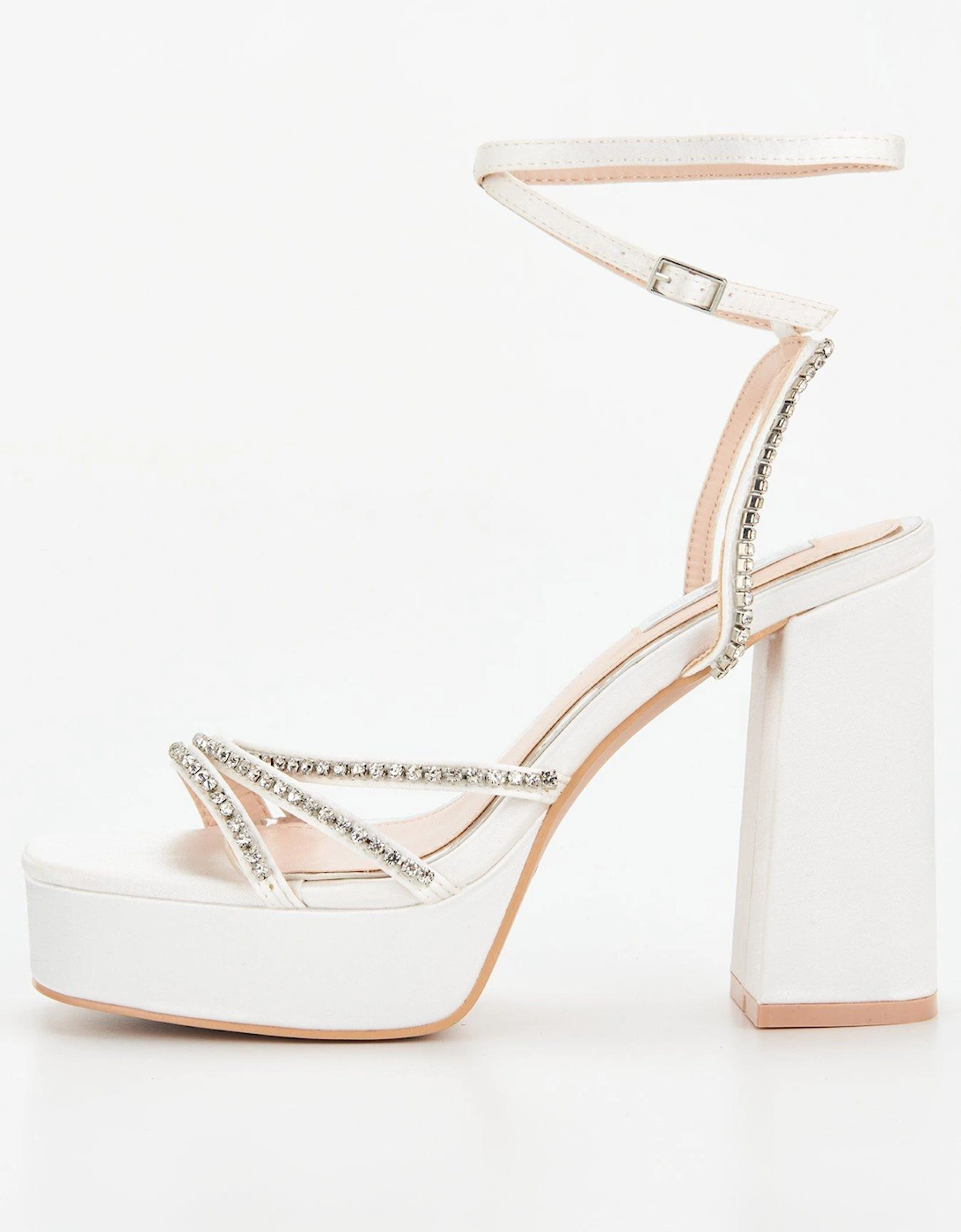 Be Mine Bridal Maysha Strappy Platfrom Heeled Sandals - Ivory Satin, 2 of 1