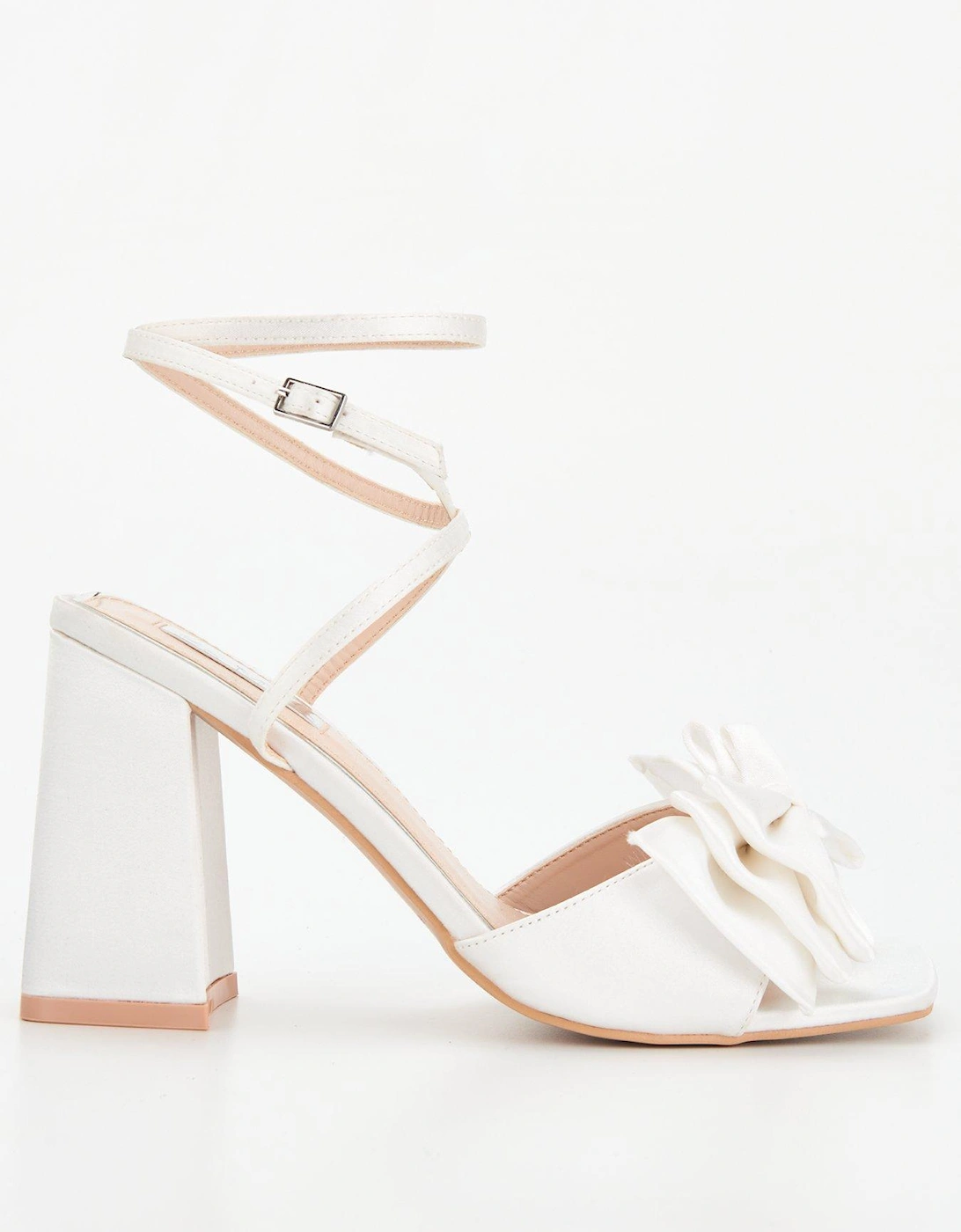 Be Mine Bridal Wide Fitting Veronika Bow Front Heeled Sandals - Ivory Satin, 2 of 1
