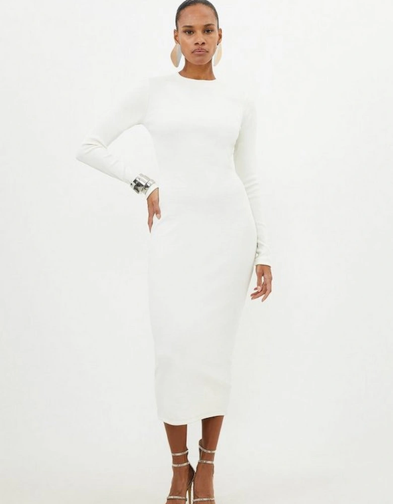 Compact Jersey Ribbed Midi Dress