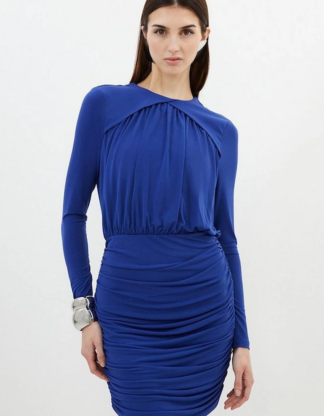 Ruched Jersey Crepe Mini Dress, 5 of 4