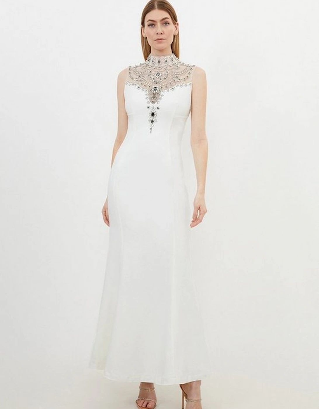 Premium Crystal Embellished Sleeveless Woven Maxi Dress, 5 of 4