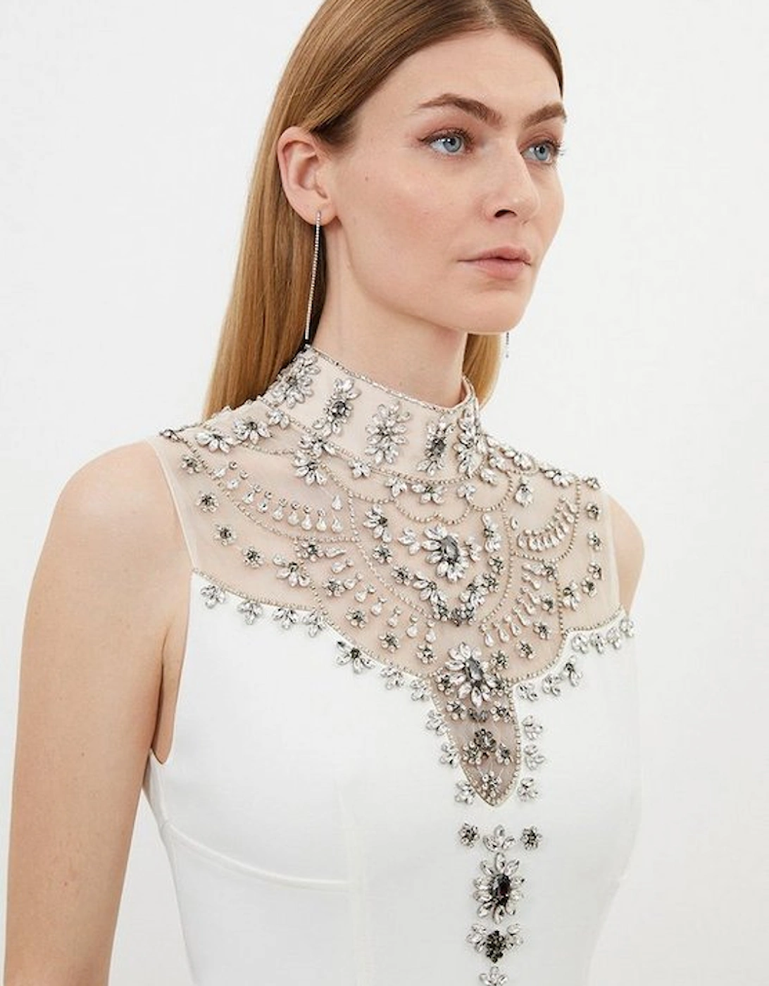 Premium Crystal Embellished Sleeveless Woven Maxi Dress