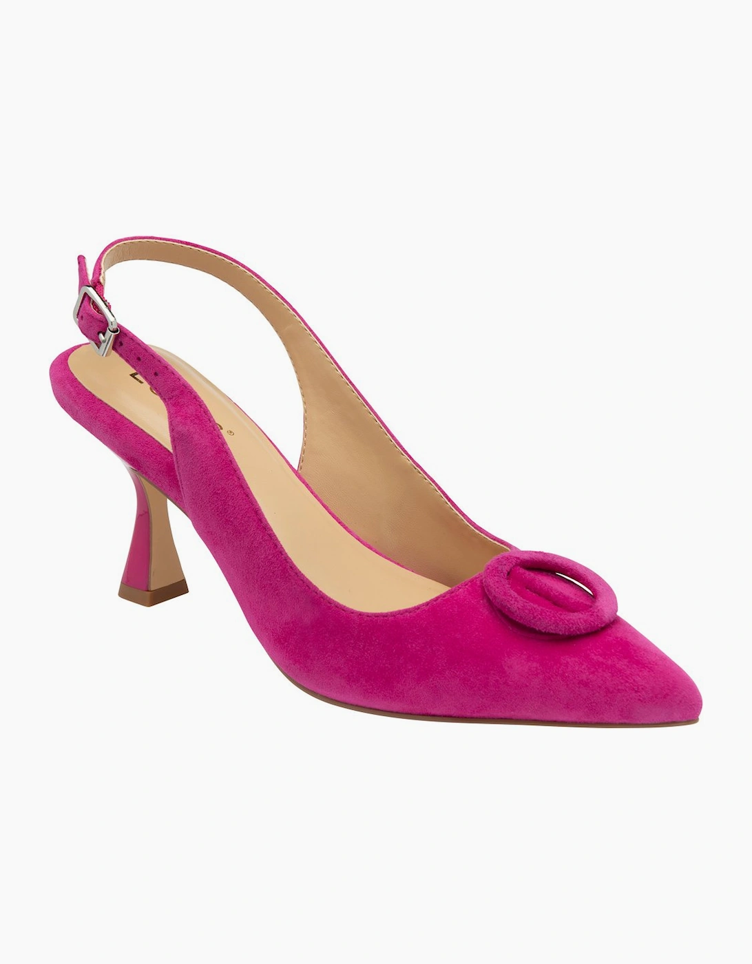 Lotus Pink Delfina Suede Slingback Court Shoes - Image 2
