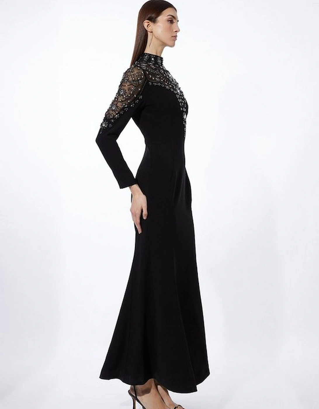 Petite Premium Crystal Embellished Woven Maxi Dress, 5 of 4