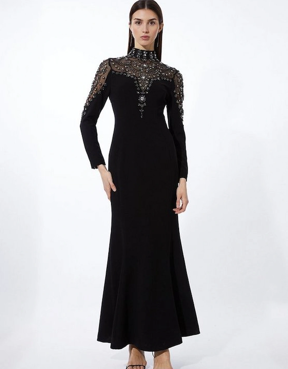 Premium Crystal Embellished Woven Maxi Dress, 5 of 4