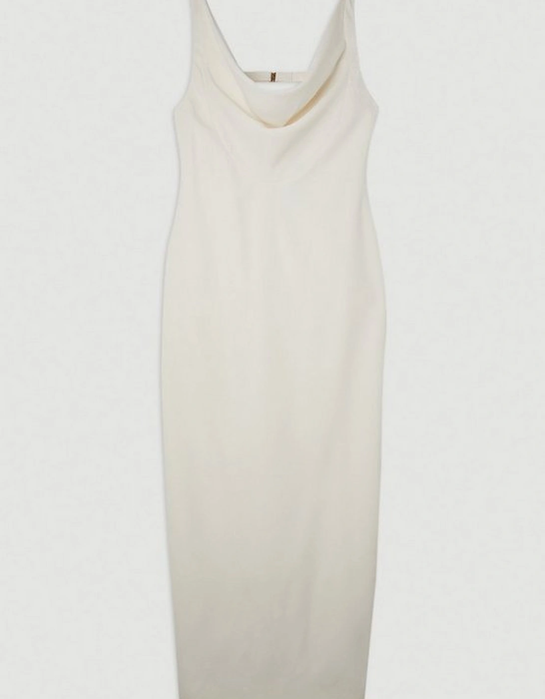 Fluid Tailored Cowl Neck Backless Maxi Dress