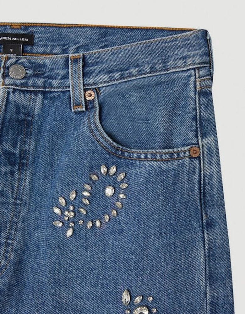 All Over Hand Embellished Vintage Jeans