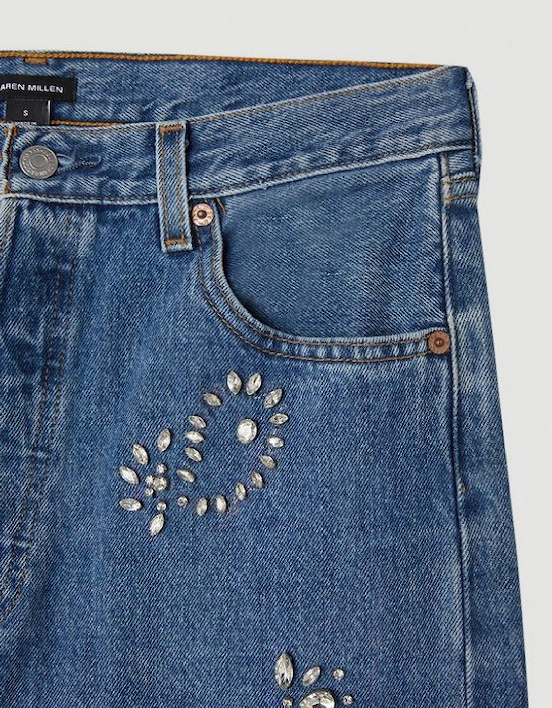 All Over Hand Embellished Vintage Jeans