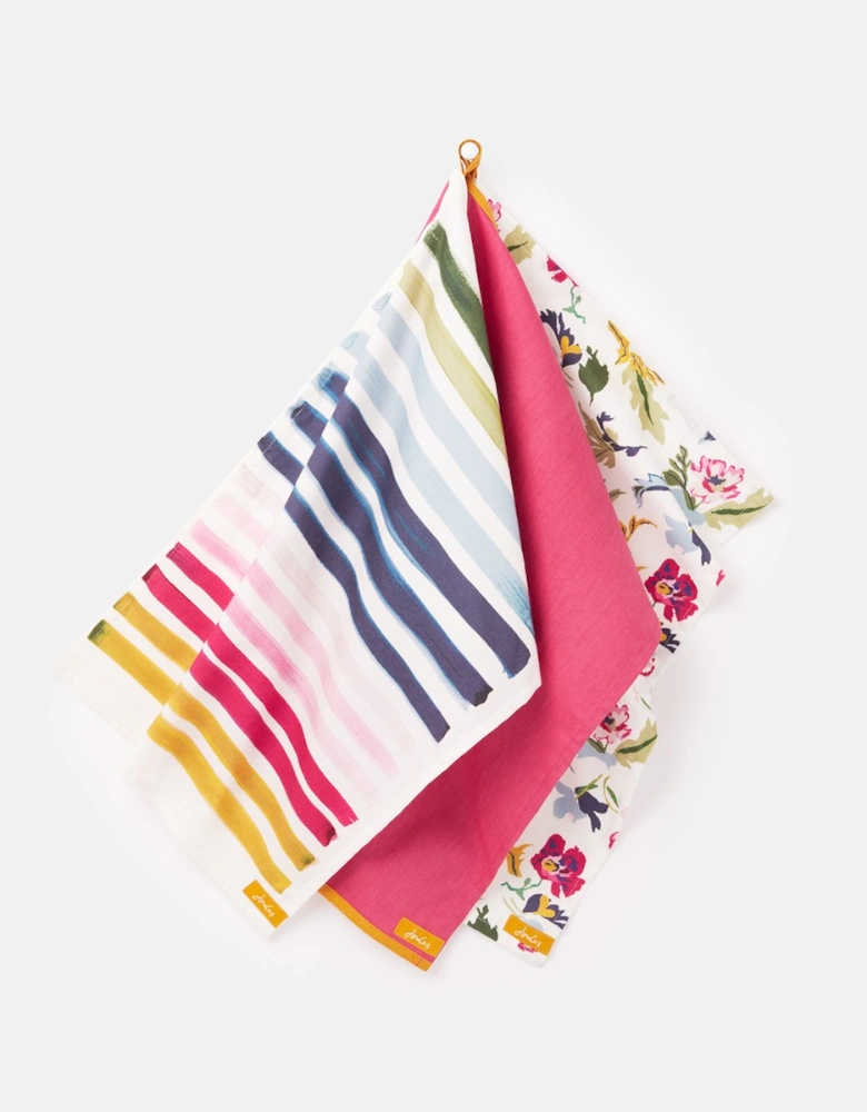 Tea Towel Set 3 Pack Floral & Striped