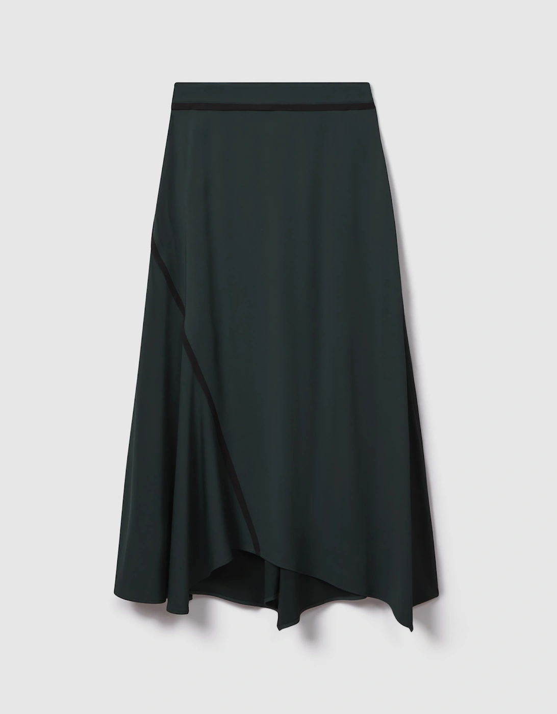 Asymmetric Contrast Trim Midi Skirt, 2 of 1