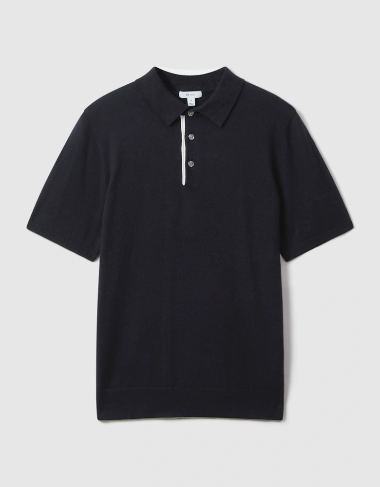 Cotton Blend Contrast Polo Shirt