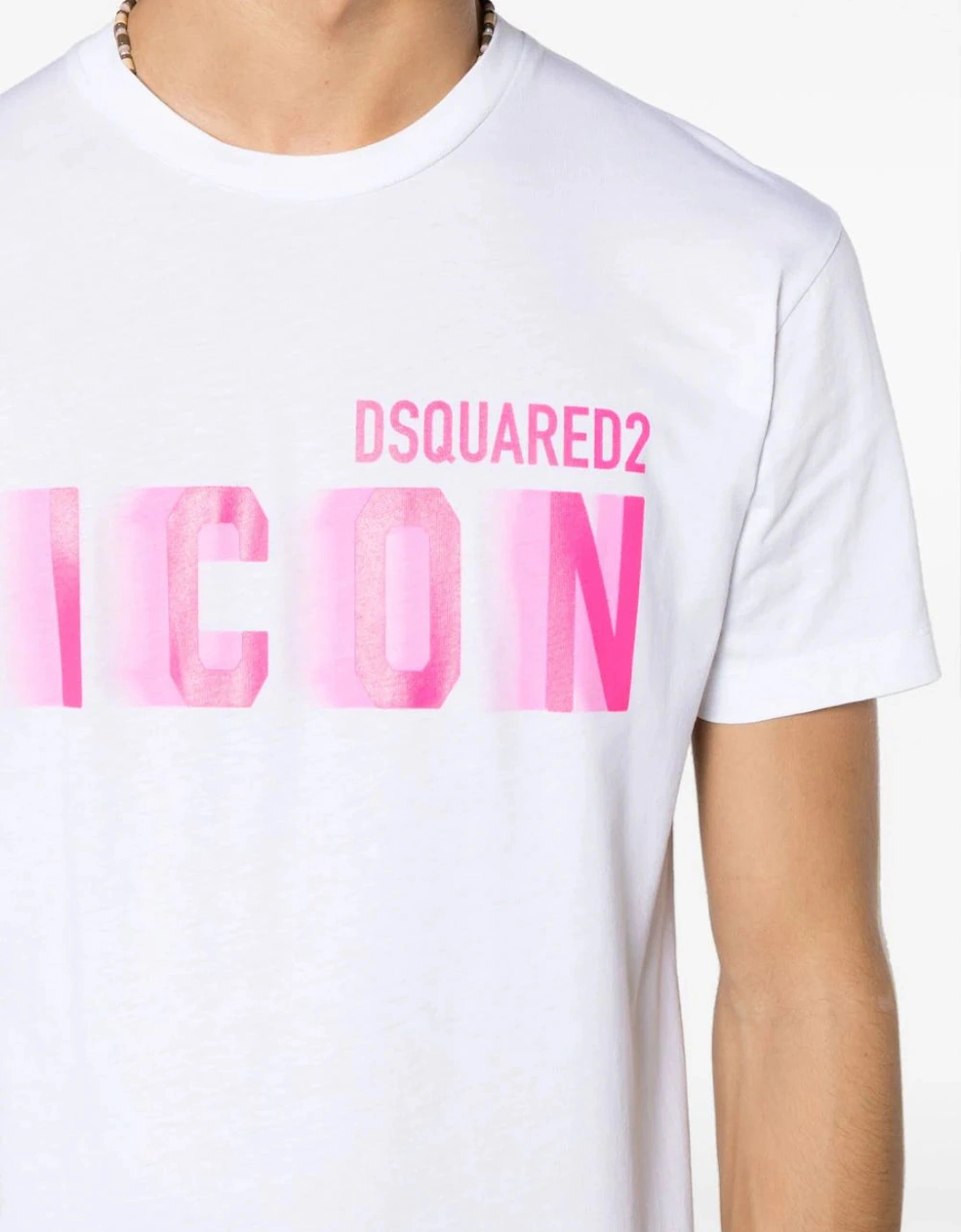 Icon Blur Cool Pink logo Cotton T-Shirt in White