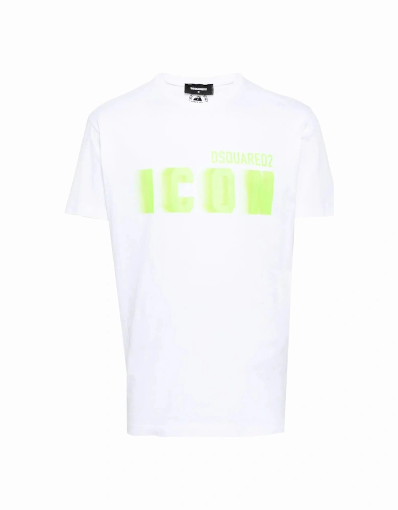 Icon Blur Cool Green logo Cotton T-Shirt in White