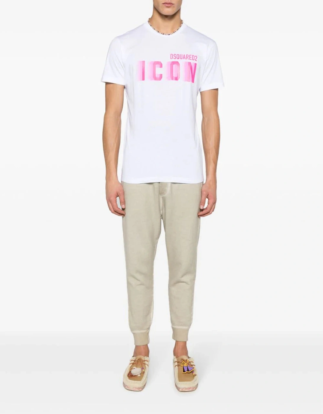 Icon Blur Cool Pink logo Cotton T-Shirt in White