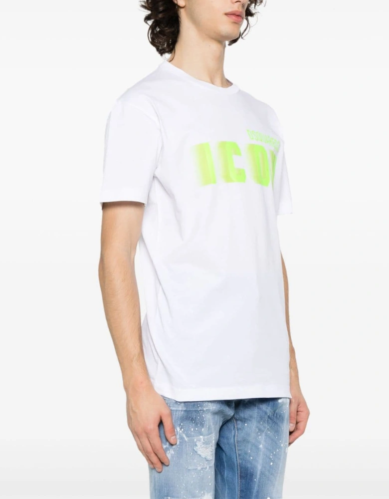 Icon Blur Cool Green logo Cotton T-Shirt in White