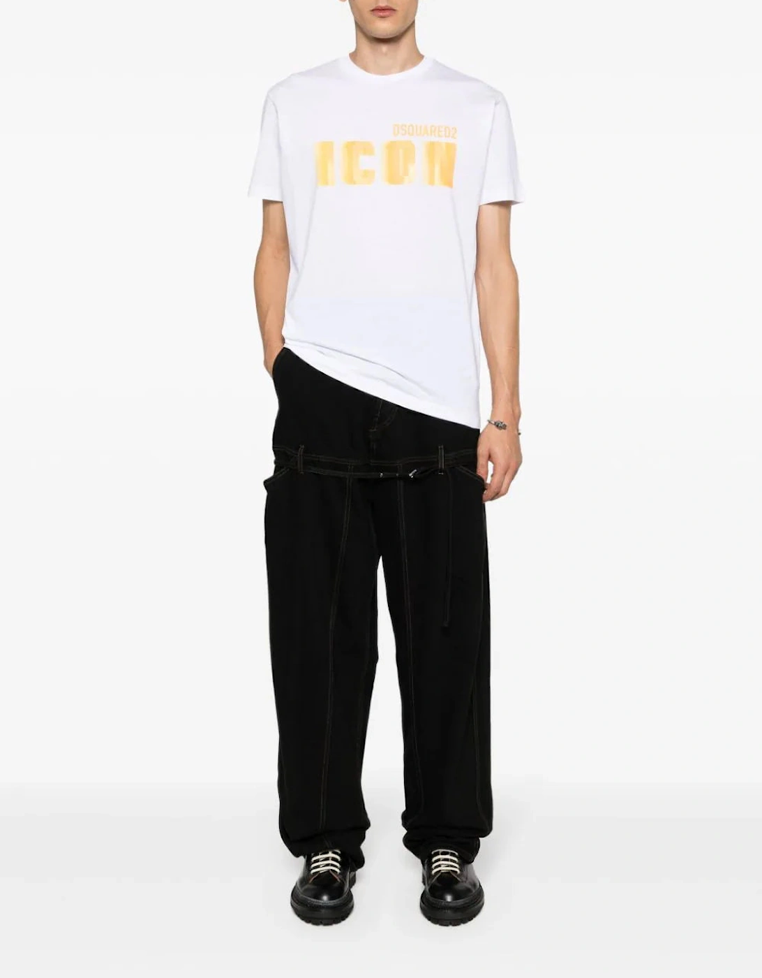 Icon Blur Cool Yellow logo Cotton T-Shirt in White