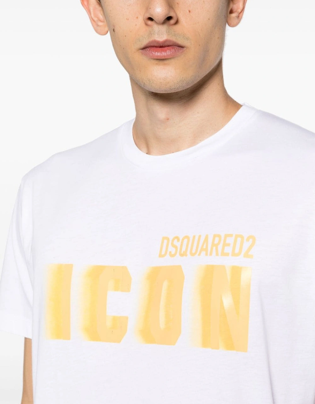 Icon Blur Cool Yellow logo Cotton T-Shirt in White