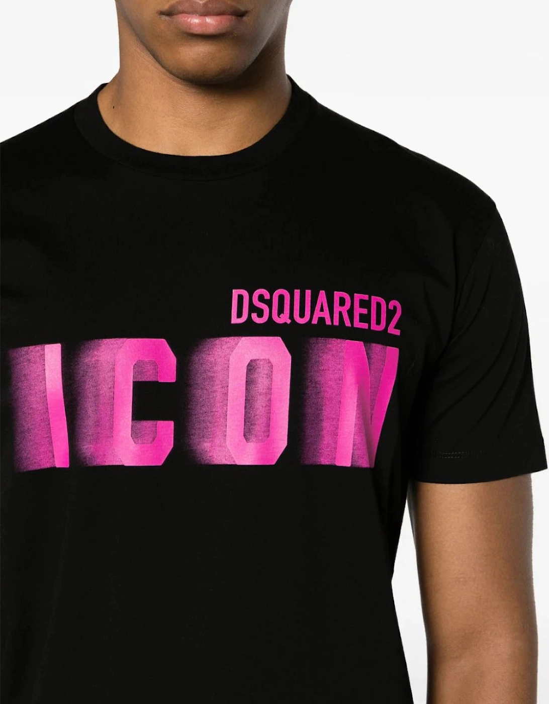 Icon Blur Cool Pink logo Cotton T-Shirt in Black