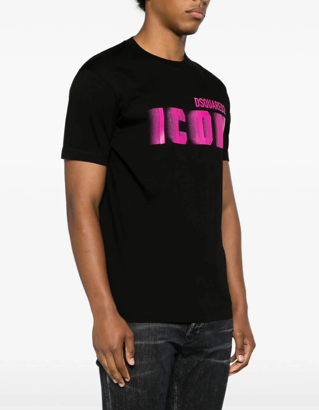 Icon Blur Cool Pink logo Cotton T-Shirt in Black