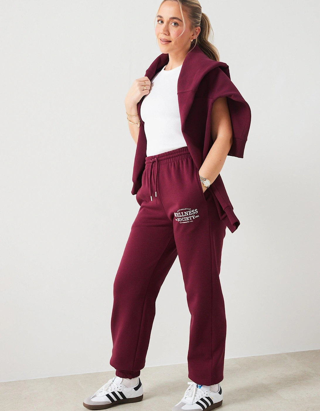 X Hattie Bourn Embroidery Fashion Joggers Co-ord - Maroon, 5 of 4