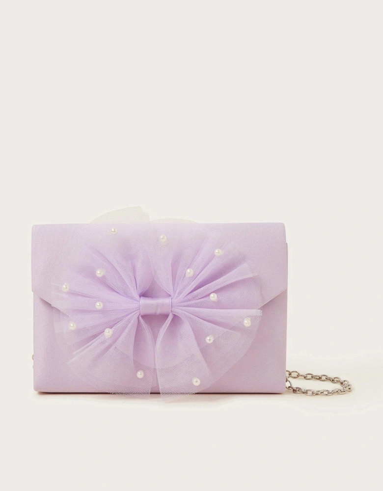 Girls Tulle Bow Bag - Lilac