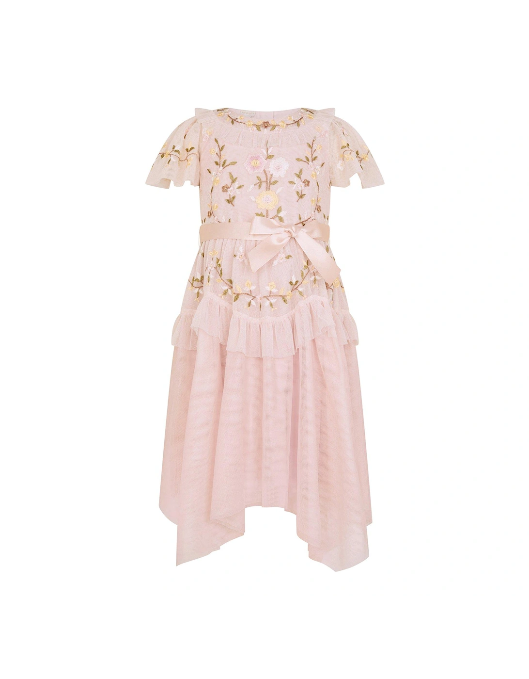 Girls Cora Embroidered Ruffle Dress - Pink, 2 of 1