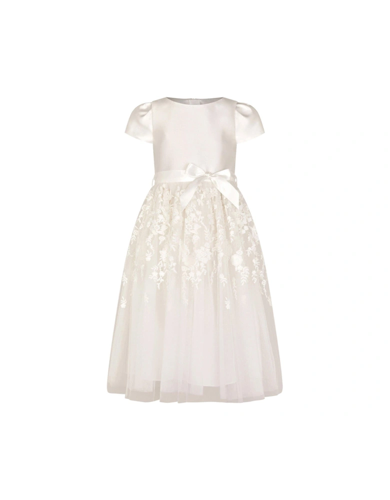 Girls Petunia Embroidered Maxi Dress - Ivory
