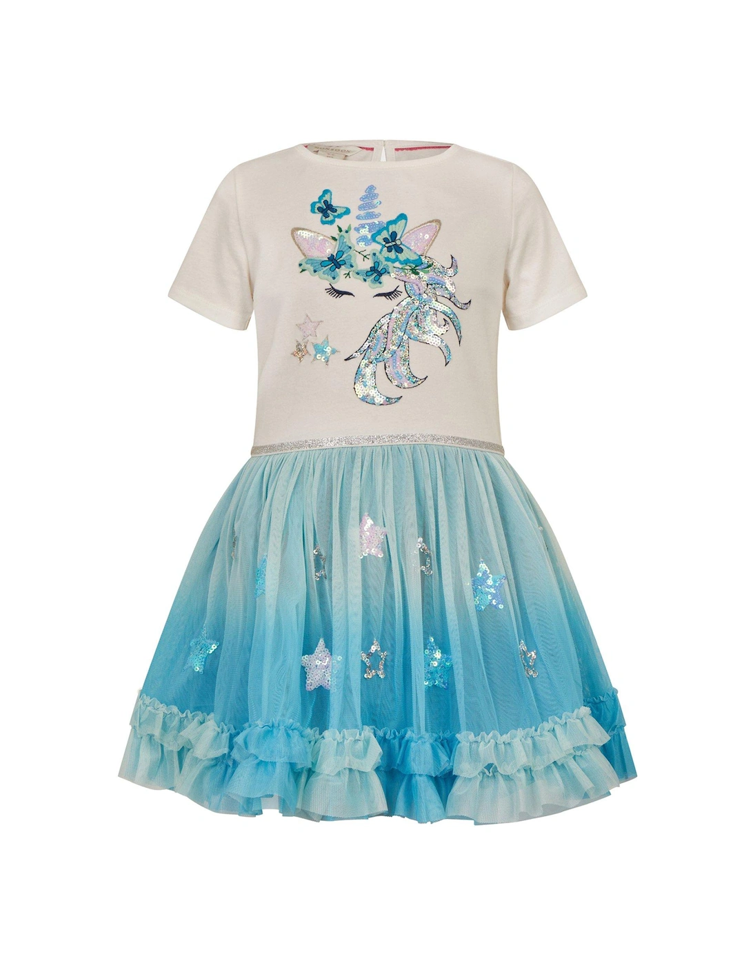 Girls Unicorn Disco Dress - Aqua, 2 of 1