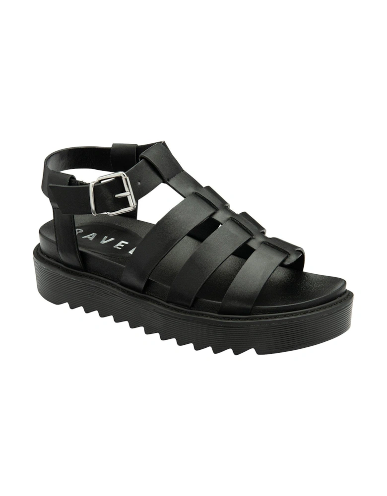 Oakley Gladiator Flatform Wedged Sandals - Black