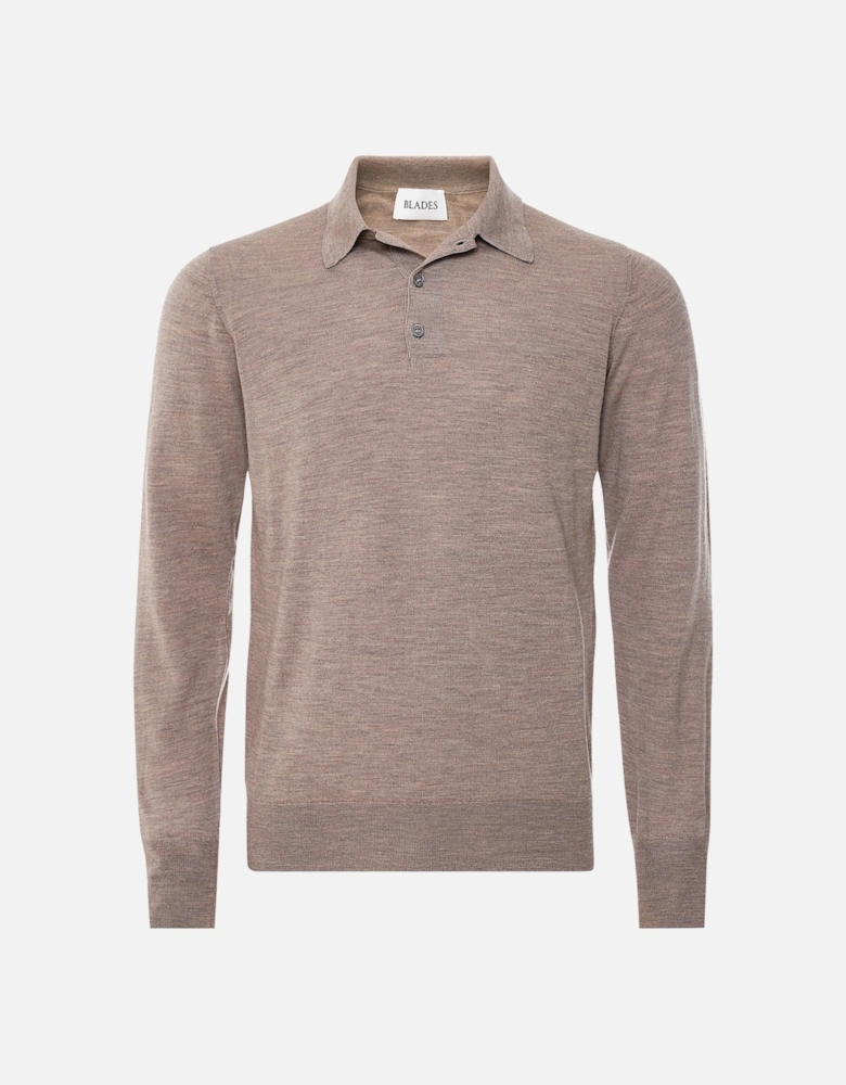 Merino Wool Long Sleeve Polo Shirt