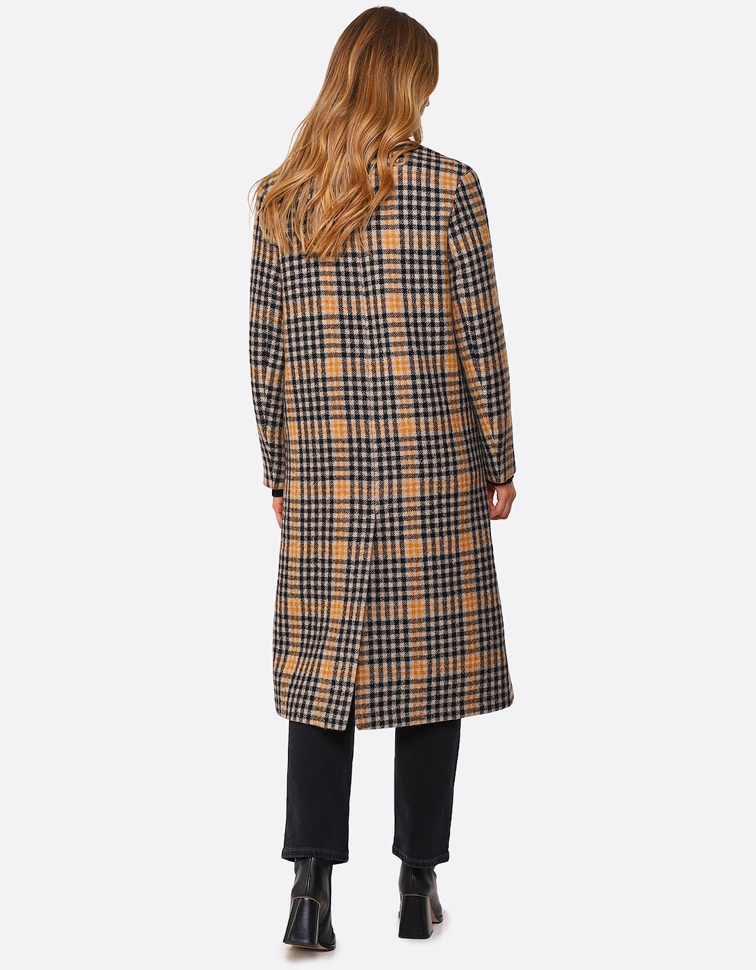 Wool Check Double Breasted Coat