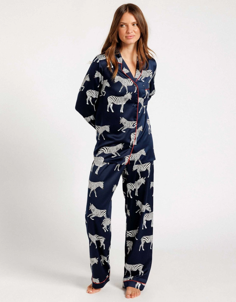 Satin Zebra Print Long Pyjamas