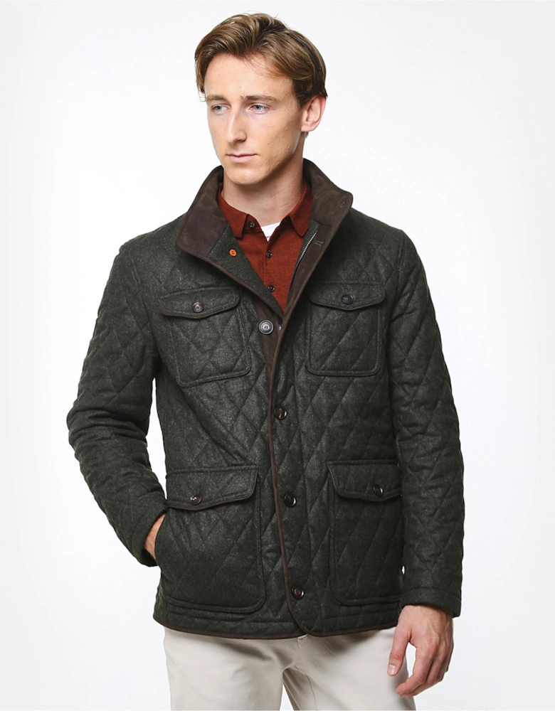 Water-Repellent Quilted Wool Jacket