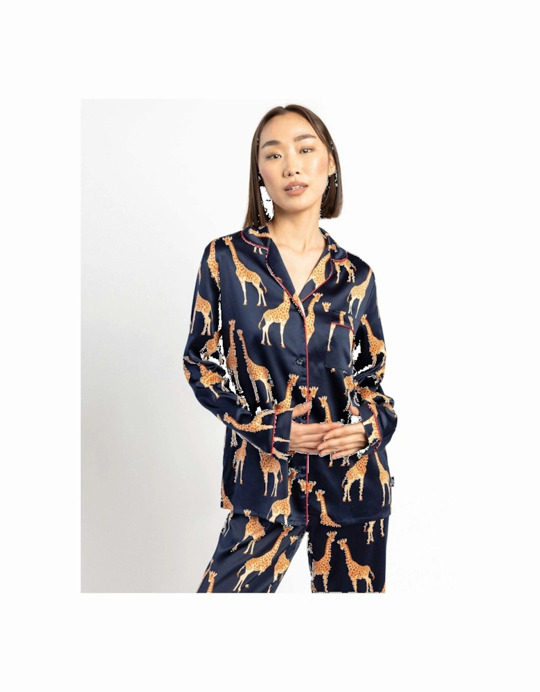 Satin Giraffe Print Long Pyjamas