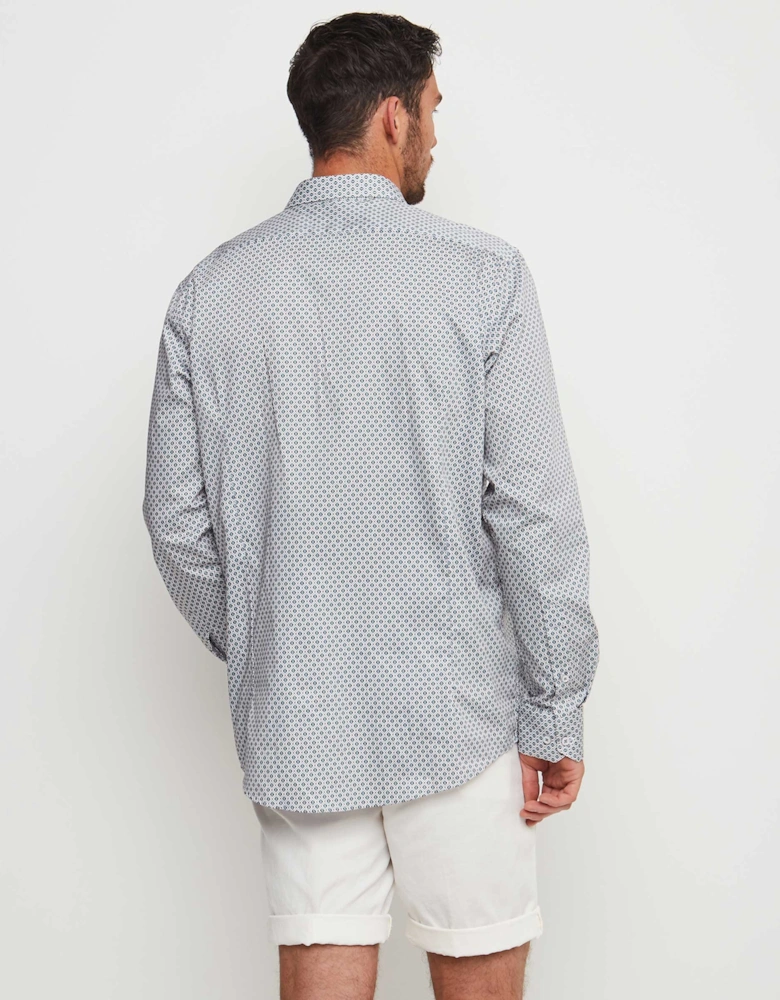 Slim Fit Sateen Geo Shirt