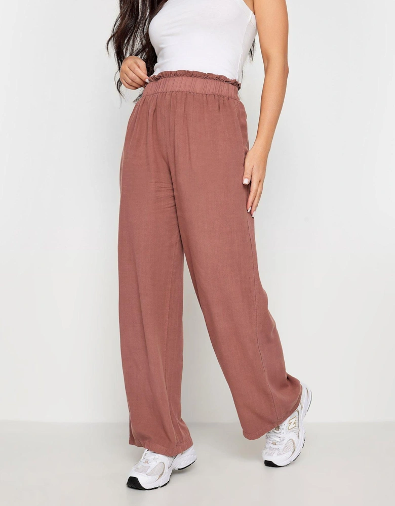 Petite Red Acid Wash Wide Leg Trousers 27"