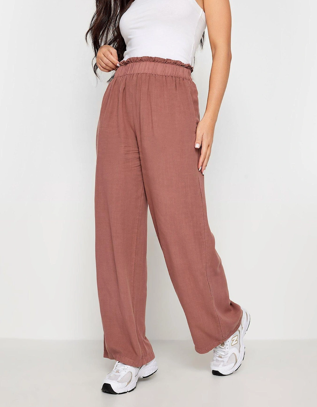 Petite Red Acid Wash Wide Leg Trousers 27", 2 of 1
