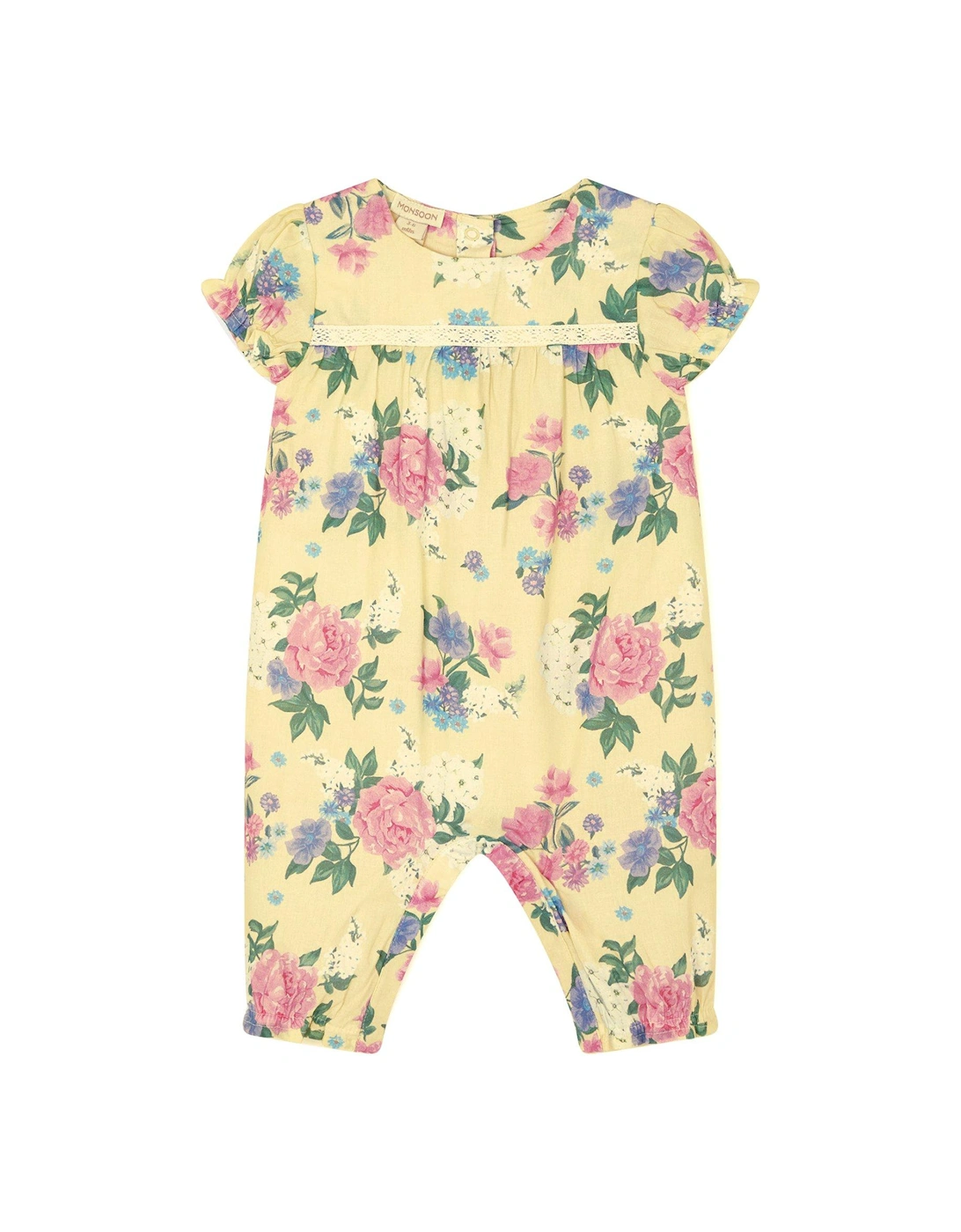 Baby Girls Floral Romper - Yellow, 2 of 1